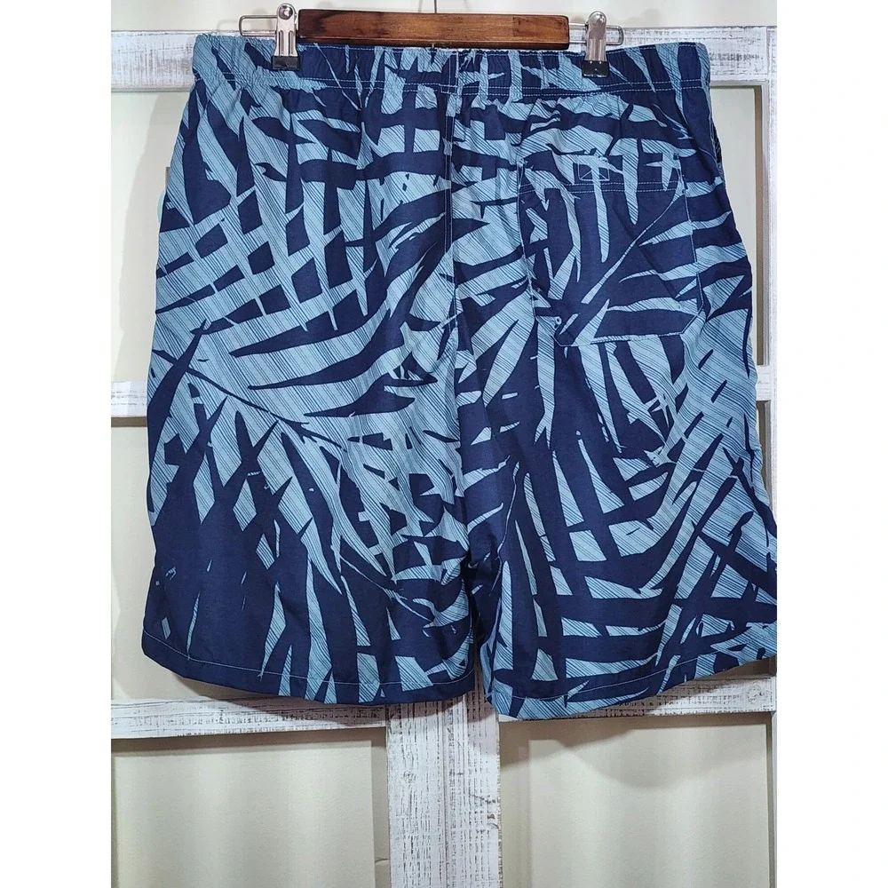 Columbia Roatan Drifter Mens Swim Trunks Blue Palm Print UPF 15 Shorts Large NWT